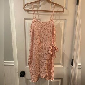 Pink Floral Print Spaghetti Strap Mini Dress